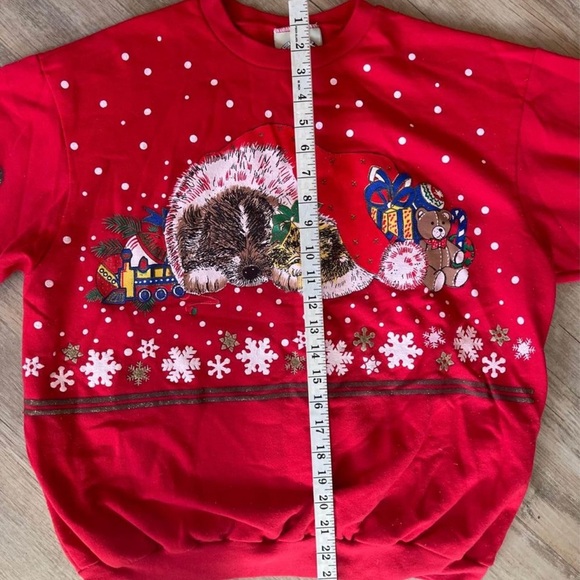 Vintage Christmas Shirt Christmas Sweatshirt 80s 90s Medium Large - Picture 6 of 7